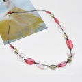 Custom rose red colorful long link chain epoxy resin transparent necklace